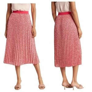 Vince Camuto Pleated Midi Skirt Pink Red Ivory White XL XXL Floral Workwear